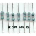 1K Ohm Metal Film Resistors 1/2W 5%. (Pack of 5) 1K Ohm Metal Film Resistors 1/2W 5%. (Pack of 5)