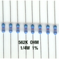 562K Ohm Metal Film Resistors 1/4W 1%. (Pack of 5) 562K Ohm Metal Film Resistors 1/4W 1%. (Pack of 5)