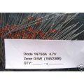 50 X 1N750A 0.5W (= 1N5230B) 4.7V ZENER DIODES. (50 diodes pack) 50 X 1N750A 0.5W (= 1N5230B) 4.7V ZENER DIODES. (50 diodes pack)